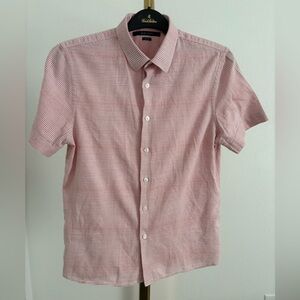 Perry Ellis Men's Red Checkered Short Sleeve Shirt